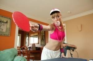 Young blonde Nicole Ray fucks a really old guy after losing ping pong game on dollser.com