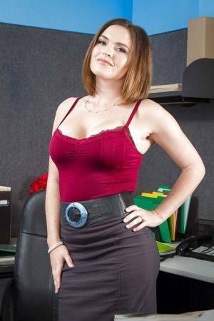Secretary Krissy Lynn shows her fuckable booty in the office on dollser.com