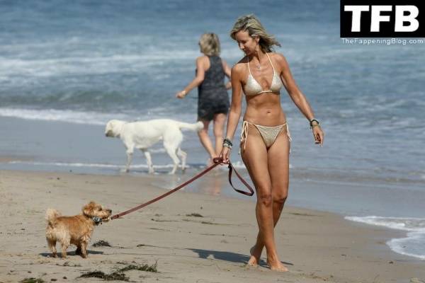 Lady Victoria Hervey Takes Her Norfolk Terrier D 19Artagnan For Beach Stroll in Malibu on dollser.com