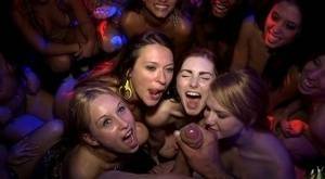 Party girls Natalie Lust & Callie Calypso have group sex in club with gfs on dollser.com