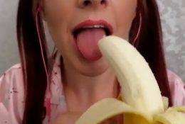 Flirty ASMR Banana Sucking Video on dollser.com