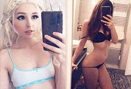 Belle Delphine in Black Thong Sexy Photos And Shower Video on dollser.com