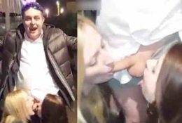 Drunk Fool Somehow Gets Two Sluts To Suck On His Dick In Public! on dollser.com