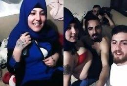Muslim Hijab woman does slut at party on dollser.com