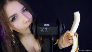 KittyKlaw ASMR Banana 3 Dio Licking Mouth Sounds Video on dollser.com