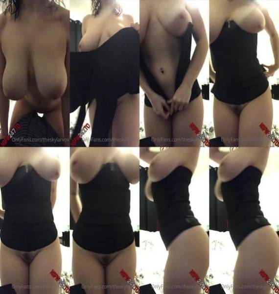 Skylar Vox - teasing her big tits and ass in a black dress on dollser.com