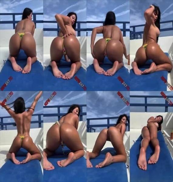 Steffy Moreno - balcony bikini striptease on dollser.com