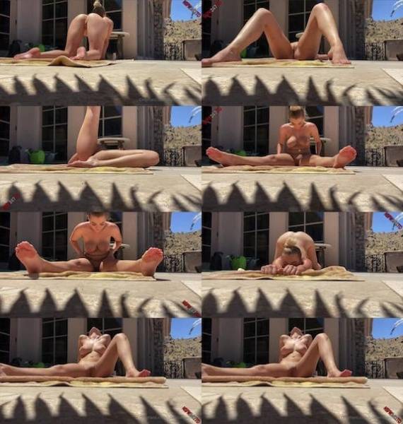 Blake Blossom - doing yoga outdoor on dollser.com