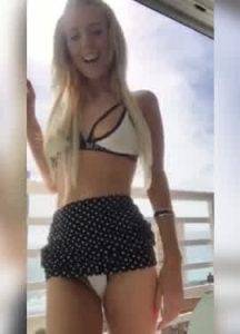 Hot blonde on vacation teasing in bikini on dollser.com