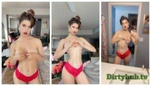 Amanda Cerny Topless Red Thong Onlyfans Set Photo Leaked on dollser.com