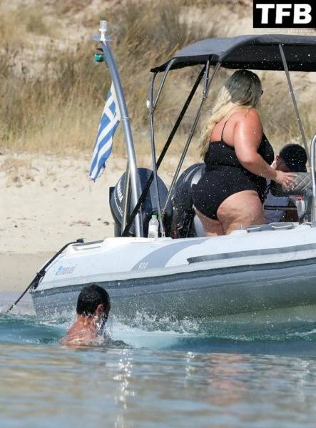 Gemma Collins Flashes Her Nude Boobs on the Greek Island of Mykonos on dollser.com
