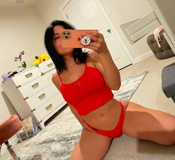 Alinity Braless Red Thong Mirror Selfies Onlyfans Set Leaked on dollser.com