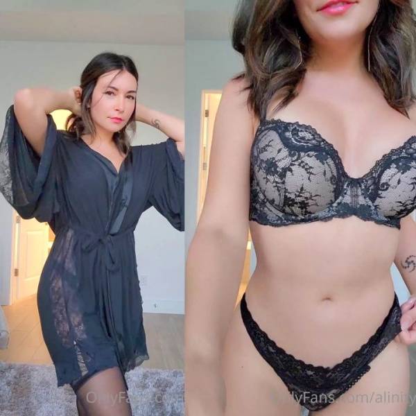 Alinity Black Lace Robe Strip Tease Onlyfans Video Leaked on dollser.com