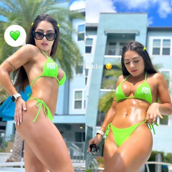 Giovanna Eburneo Green Bikini Posing Video Leaked - Brazil on dollser.com